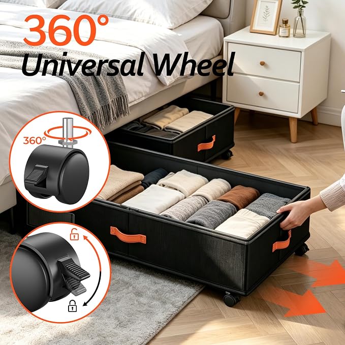 Under Bed Storage Containers - Stackable Plastic Storage Bins for Clothes, Shoes, and Household Items, Space-Saving, Clear