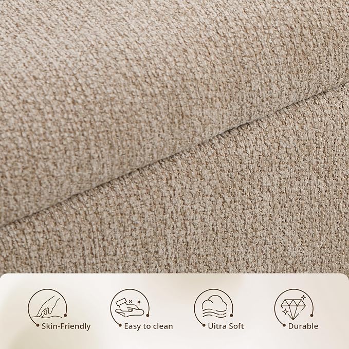 47'' Modern Storage Ottoman Benches with Walnut Wood Legs Ottoman Bench with 22 Gallons Storage Space Fabric Upholstered Seating End of Bed Bench for Bedroom for Livingroom Khaki