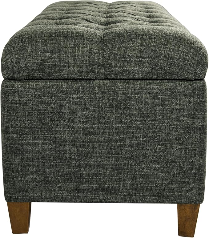 HomePop Ainsley 40" Storage Ottoman Bench - Green Clover Fabric