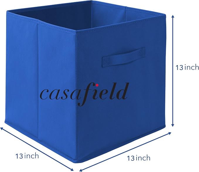 Casafield Set of 6 Collapsible Fabric Cube Storage Bins, Royal Blue - 13" Foldable Cloth Baskets for Shelves, Cubby Organizers & More