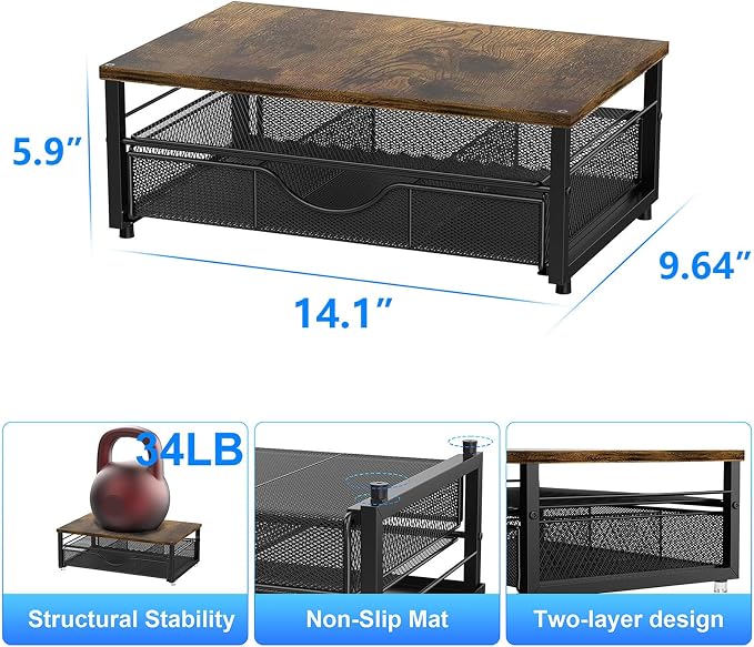gianotter Computer Monitor Stand Riser, office organizer with Drawer, Office Organizers Storage for Classroom Office Supplies (Wood) | Wood Desk Organizers and Accessories Desk Accessories & Workspace Desktop Organizers Storage for Printer Stand (Wood)