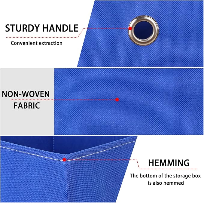 Foldable Storage Cubes Bins ,11 Inch Cloth Storage Cube Fabric Storage Box Cubes Organizer Baskets with Handles for Home Organizer Set of 3 (Dark Blue)