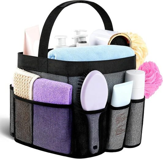 Mesh Shower Caddy Portable - 9 Pockets for College Dorm Room Essential | Large Capacity Mesh Shower Caddy with 9 Pockets, Portable Hanging Toiletry Bag for College Dorm, Gym, Camping and Beach