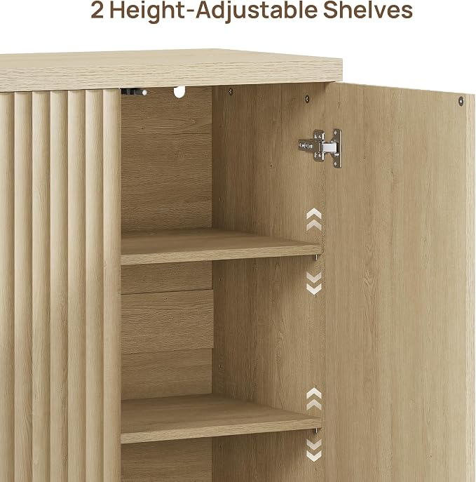 SICOTAS Buffet Cabinet with Storage Sideboard Cabinet with Doors & Shelves | Accent Sideboard Modern Credenza Fluted Storage Cabinet Mid Century Media Console for Living Room Kitchen Dining Hallway