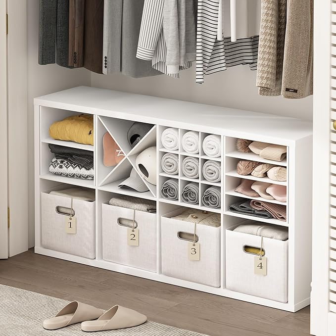 Furinno Cubicle Cube Insert, 9-Compartment Cube Organizer, Fits into Furinno Extra Thick Cubes, for Organizers and Storage, White (Does not fit IKEA Kallax Shelving)
