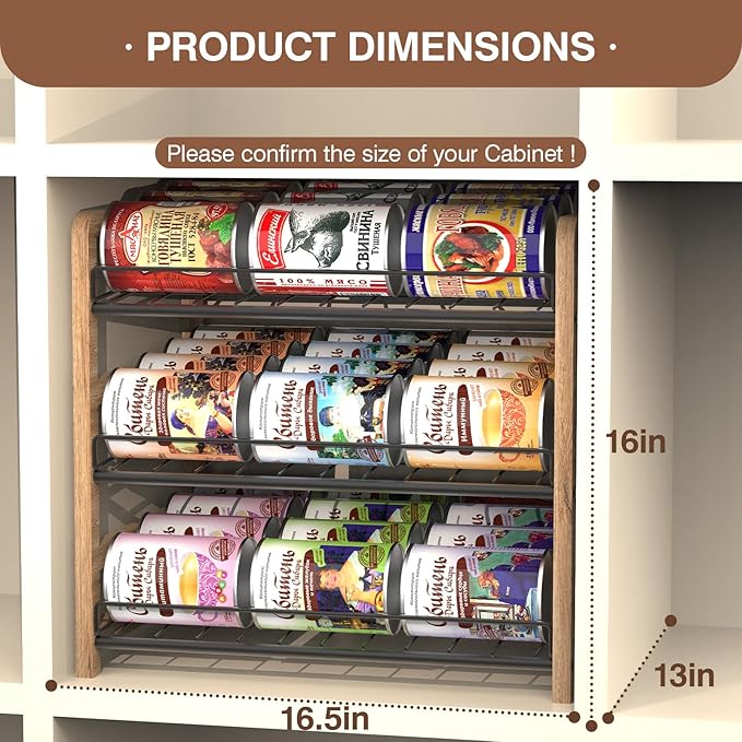 DGWJSU Can Organizer for Pantry 3-Tier, Holds up to 36 Cans Storage | Cans Holders for Pantry, Cabinet, Countertop, Carbonized Brown
