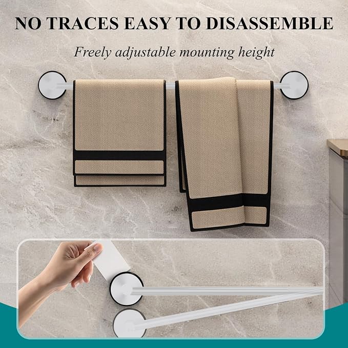 Towel Bar for Bathroom Wall,Adjustable 12~21 Inch Towel Racks for Bathroom Wall Mounted, Towel Holder for Glass Shower Door,Bathroom Accessories,Apparment Essentials,Home Decor-White