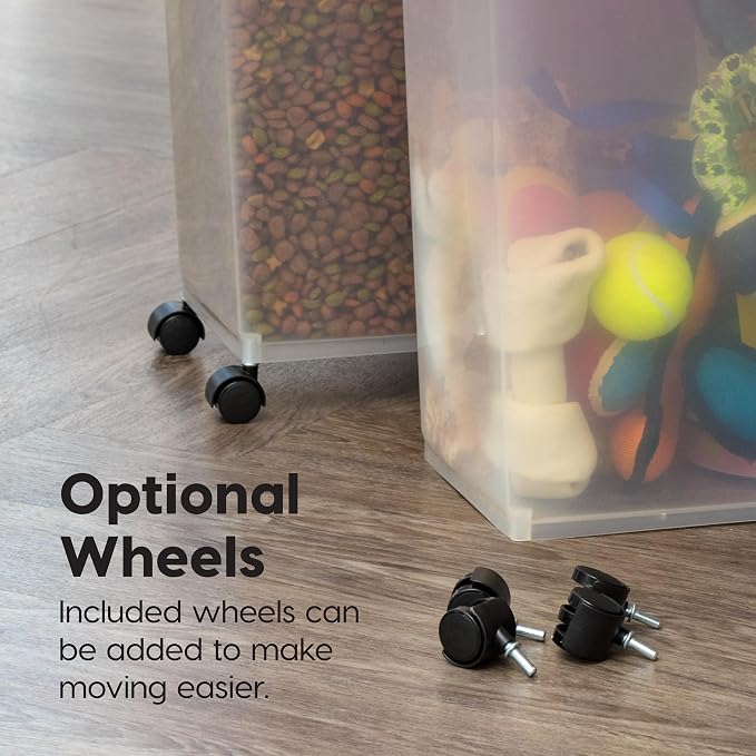 IRIS USA Dog Food Storage Container, 2-Pack, Up to 54 lbs, Black | Made in USA, Comes with Wheels, Airtight Seal, BPA-Free, Bird Seed, Cat food, Cat Litter, Treats, Multi-Pet Use