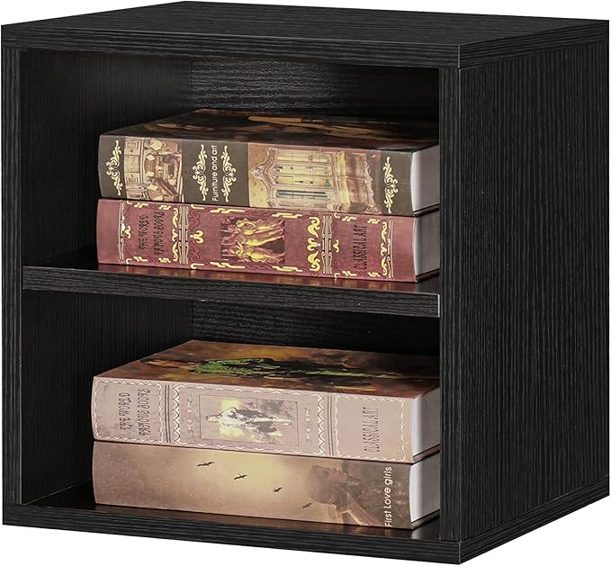 FUSUNBAO DIY Cube Storage Organizer Stackable Cubes for Home Books Clothes Toy -Modular Cubby Storage System-Office Cubical-Bookcase Closet (Black, 1 Layer Cube)