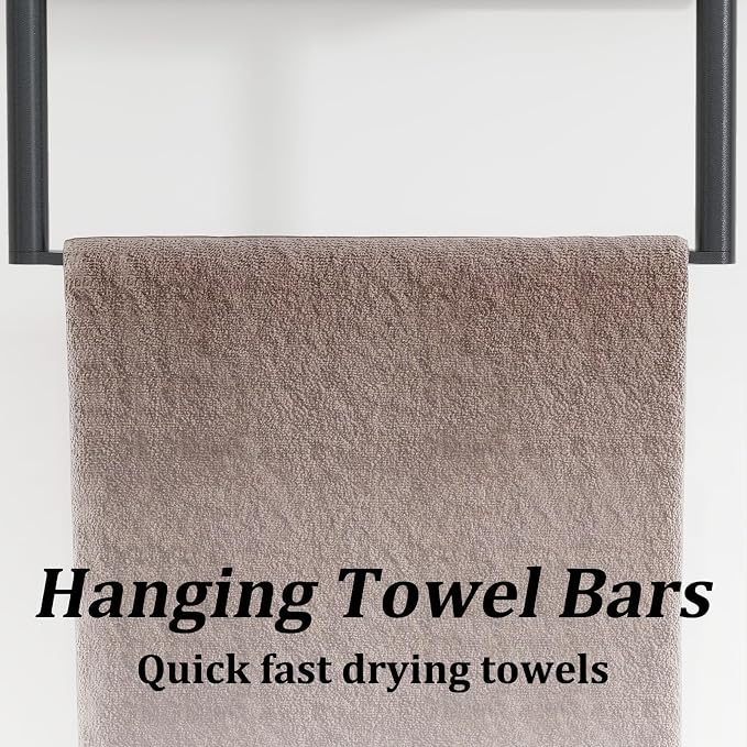 Bethom Towel Racks for Bathroom, 3Tier Towel Storage Organizer, Matte Black | Towel Rack for Bathroom with Shelf & Towel Bar, SUS304 Stainless Steel Rustproof, Easy to Install, Keeps Towels Tidy