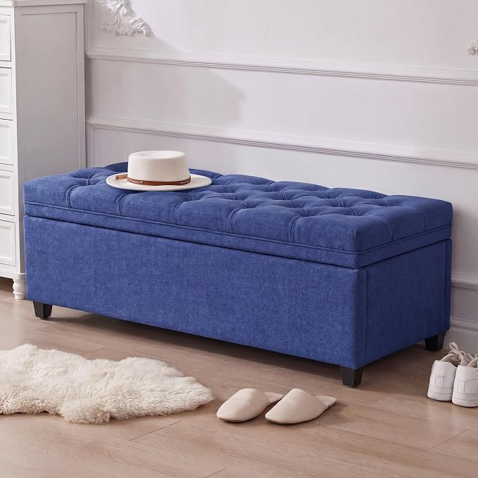 Mangodan 50 Inch Large Storage Ottoman, Tufted Ottoman with Storage | End of Bed Ottomans for Living Room, Bedroom, Modern Entryway Benchs