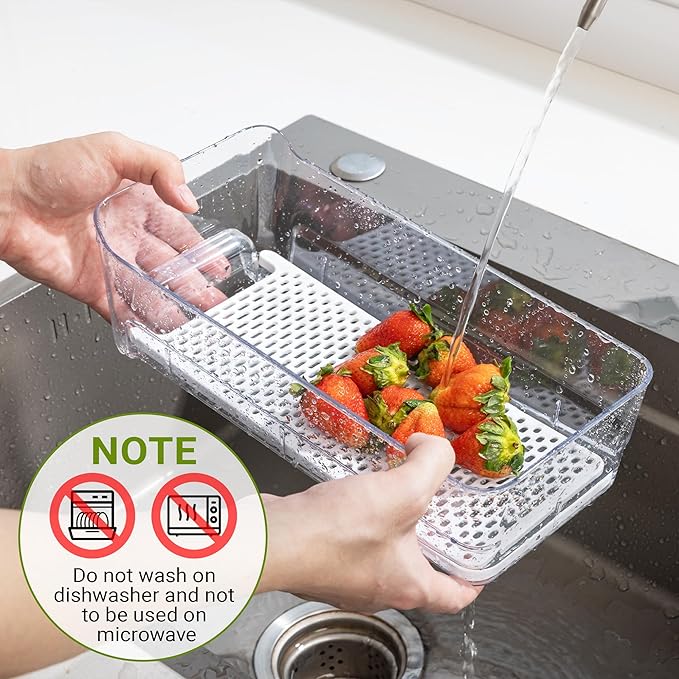 Imncya 4 Pack Fridge Organizer Drawers Bins, Clear Stackable Pull Out Refrigerator Drawer Organizer, Fridge Storage Container with Lids for Fruits, Vegetables, Drinks and Food