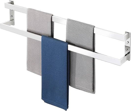 Alise Double Towel Bar, 32" Double Towel Racks for Bathroom,Polished Chrome | Bathroom Towel Rack Wall Mounted, 3.54" Wide Faster Drying, Ladder Design, SUS304 Stainless Steel