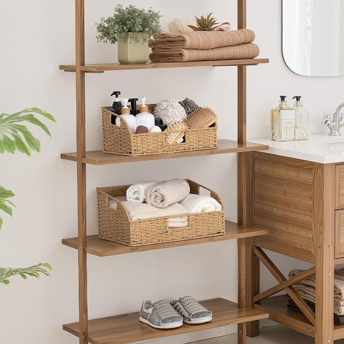 StorageWorks Pantry Baskets for Organizing,Wicker Basket for Storage,2-Pack | Paper Rope Wicker Storage Baskets for Shelves with Handles,Pantry Organizers and Storage,Shelf Baskets for Organizing