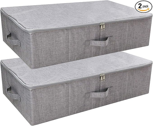 Folding Under the Bed Storage Bin with Lids, Under Bed Storage Containers | underbed storage containers,under bed storage bins, Wardrobe Closet Clothing Blanket, Shoes, Toys Organizer Containers