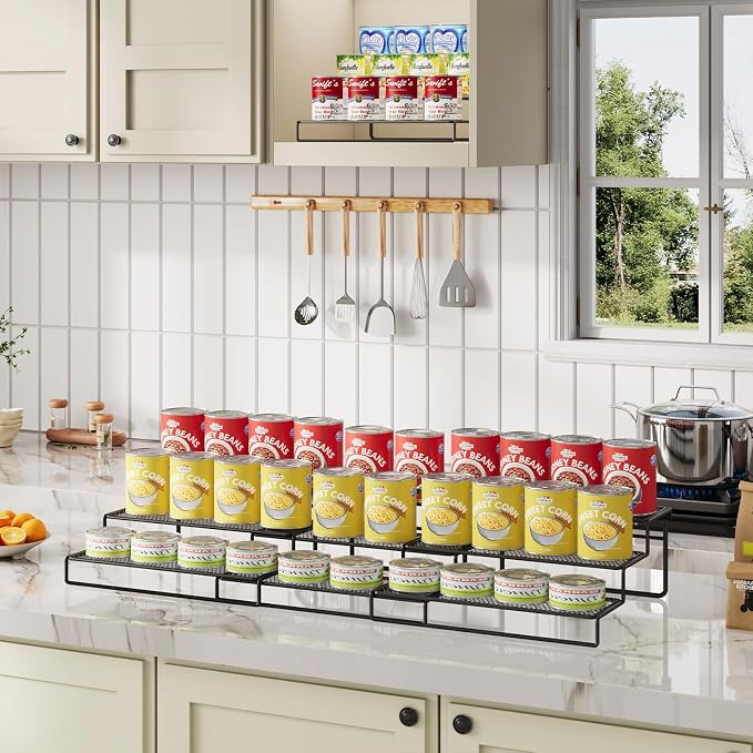 Dmevkic 3-Tier Expandable Can Storage Rack for Pantry,Adjustable Metal Can Organizers and Storage Holds Up to 36 Cans,Can Organizer for Pantry Kitchen Cabinet Countertop