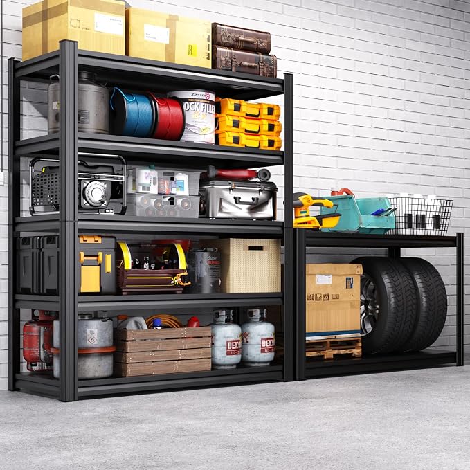 Set of 6 Heavy Duty Garage Shelving, 71.2" Hx46 Wx20 D, Adjustable Storage Shelves Unit for Garage Storage, Metal Shelving & Shelves Organizer for Home, Warehouse, Workshop & Commercial Use