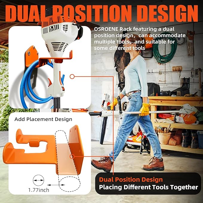 Weedeater Hanger, 3 Pack Weed Eater Hanger for Wall, Weed Wacker Holder | Heavy Duty Trimmer Rack Storage, Compatible with Stihl, Weed Eater Hanging Hook for Garage Tool Organization