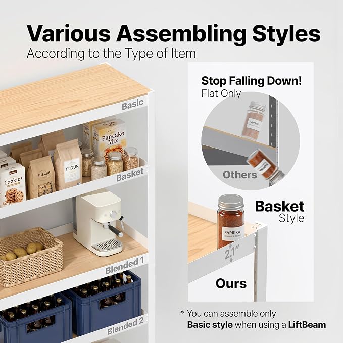 House White 48.1" W 5 Tier Storage Shelves Garage Shelving Unit | Adjustable boltless metal shelving for pantry, closet, kitchen, basement, garage and warehouse