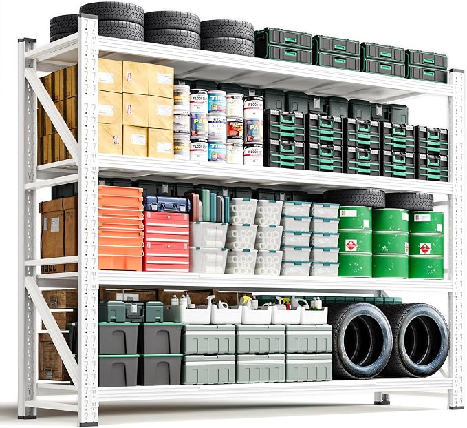 Letaya 6000LBS Storage Shelves Heavy Duty,79" W Garage Shelving Units, 4 Tier Adjustable Utility Rack Shelf,Large Metal Industrial Shelves,for Shop,Warehouse,Basement (79" W x 24" D x 79" H)