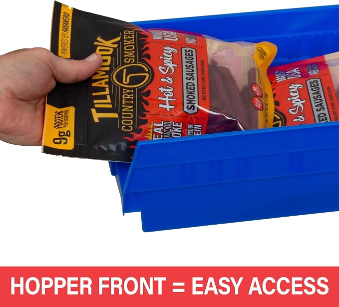 Akro-Mils 30150 Heavy Duty Plastic Shelf Bins, 12"x 8"x 4", Blue, 12-Pack | Heavy Duty Nesting Storage Bins for Garage, Closet, Refrigerator, Kitchen, Cabinet, Drawer Organization, Pantry Organization