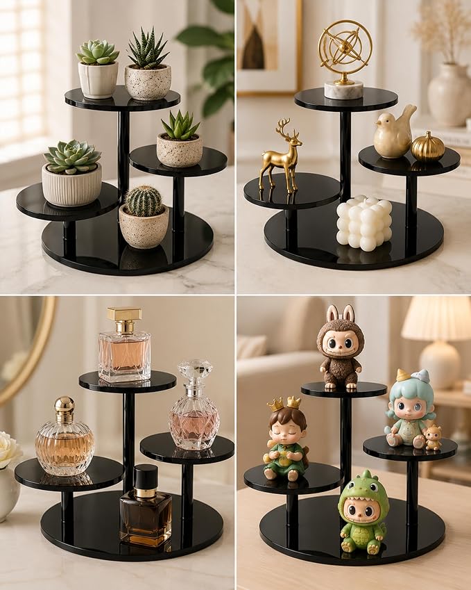 3-Tier Acrylic Display Stand for Botanical Collection Sets, Thickened Showcase Figures Display Holder for Collectibles Dessert Buffet Riser Christmas Tabletop Plant Perfume Watch, Desk Organizer