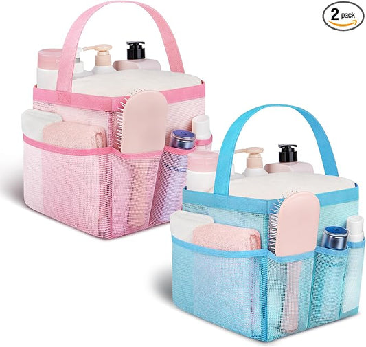 Mesh Shower Caddy Portable - 9 Pockets for College Dorm Room Essential | Large Capacity Mesh Shower Caddy with 9 Pockets, Portable Hanging Toiletry Bag for College Dorm, Gym, Camping and Beach