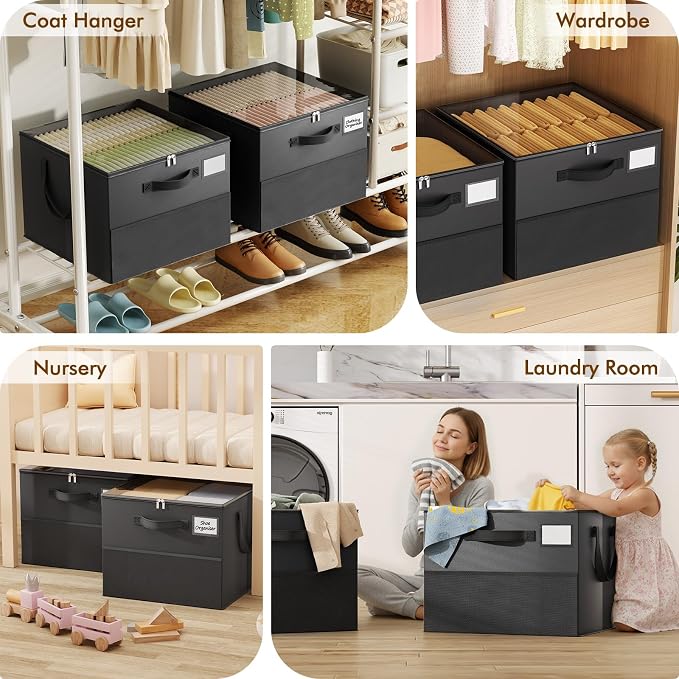 Large Reinforced 2 Pack Shoe Organizer for Closet with Adjustable Dividers | Customizable Compartments for Sneakers, Boots, Heels, Sandals, Clothes, Towels and Toys, Versatile Cube Storage Organizer