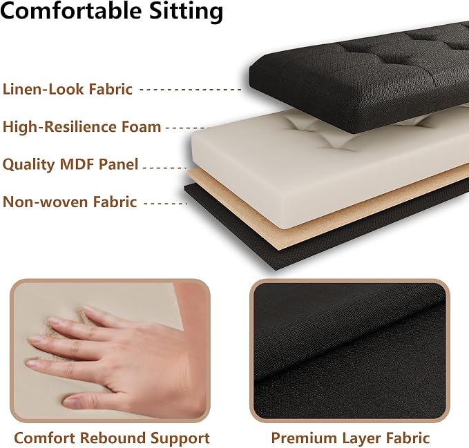 31.5 Inch Foldable Storage Ottoman Bench for Bedroom, Black | Foldable Footstool, Multi-Functional Foot Rest, End of Bed Bench, Large Hidden Storage Space, Storage Chest For Living Room