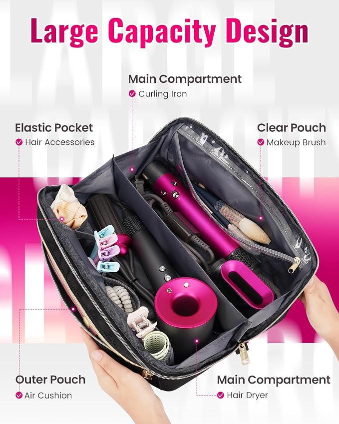 Mancro Hair Tools Travel Bag Compatible with Shark Flexstyle | Wide-open Hot Hair Tool Organizer with Separate Heat Resistant Mat, Hair Accessories Organizer for Straightener, Curling Iron