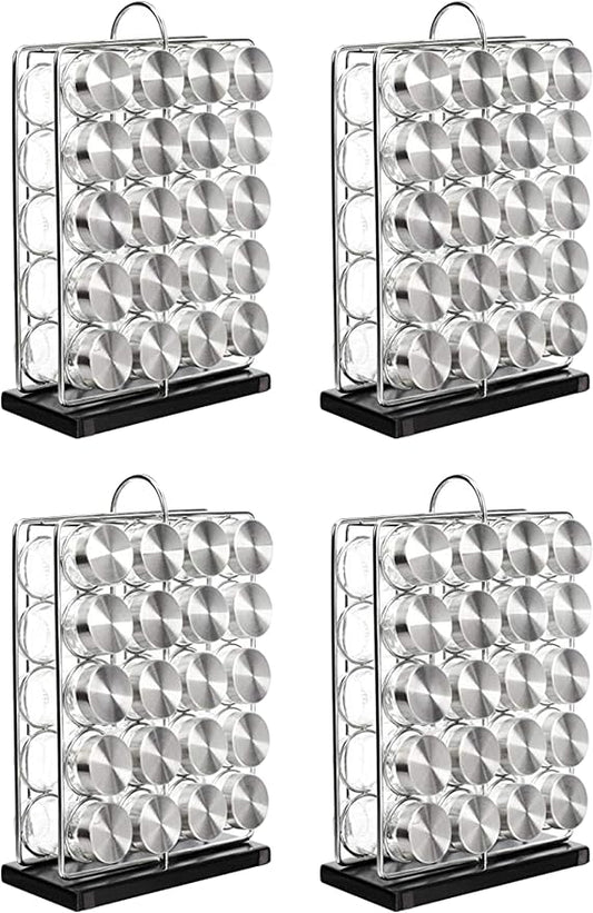 Amazon Basics 20 Jars Spice Organizer Rack, Silver (Pack of 4)