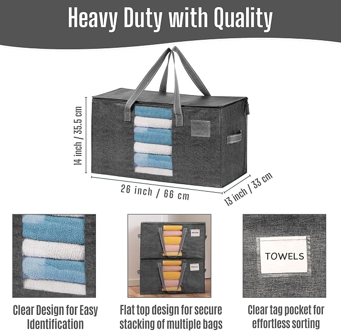 VENO Moving Bags, Wide Open Top, Clear Window, Gray, 6 Pack | Moving boxes Alternative, Heavy Duty, Storage Bags, Clothes and Comforter Storage, Packing Supplies, College Dorm Essentials