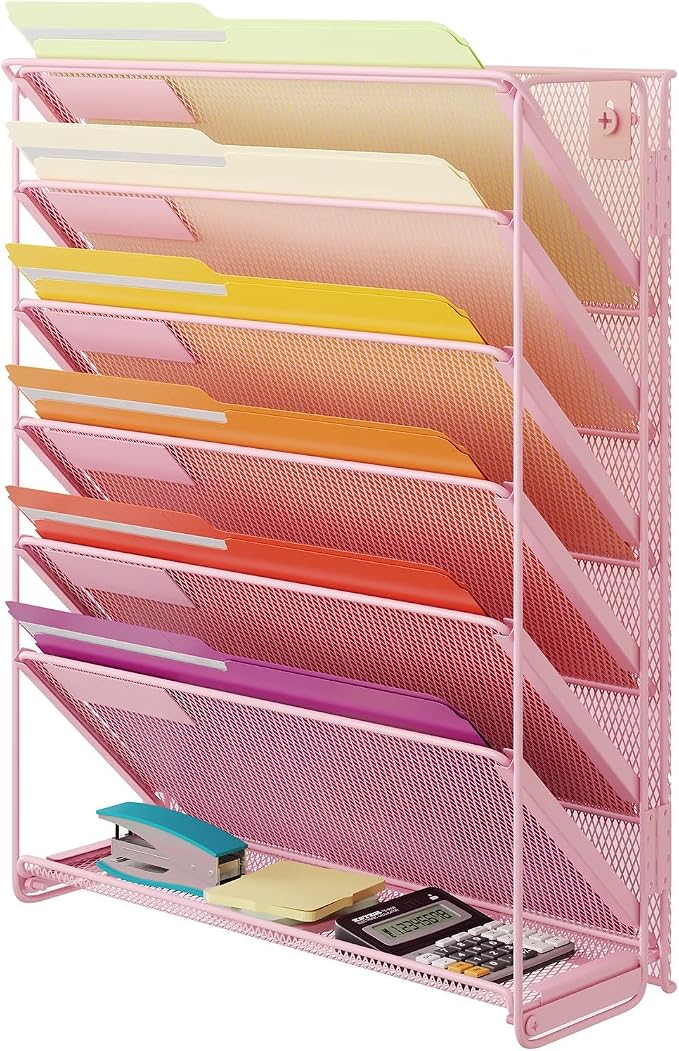 Kuntine.B Wall File Organizer Office Hanging Magazine Holder Wall File Organizer for Office Home