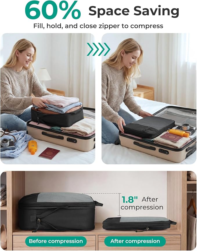 BAGSMART Compression Packing Cubes for Travel Essentials | 14 Set /6 Set /4 Set/2 Set, Lightweight, Durable