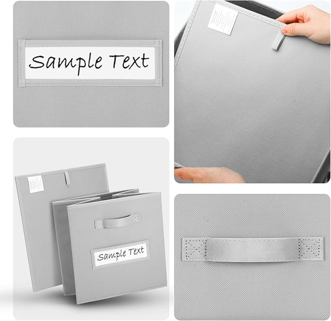 13x13 storage cube bins (Set of 10) Foldable Fabric storage cubes with 10 Labels Window Cards & a Pen,13 inch cube storage bins,Closet Organizers for Shelves,Cubby Organizer Boxes,Light Gray