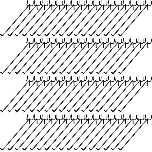 100 Pcs Peg Board Shelving Hooks Stainless Steel Hanging Board Pegs Wall Display Hooks Bulk for 1/8 1/4 Garage Storage Organizer Accessories (10 Inch,Black)
