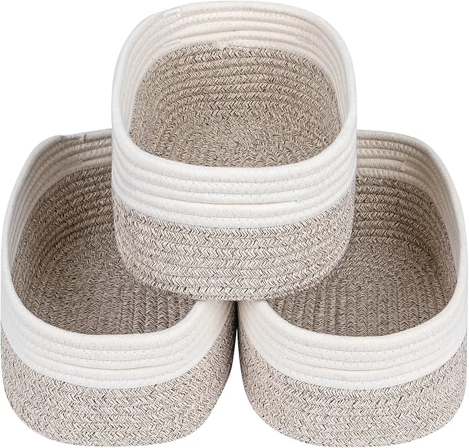 CubesLand Baskets for Shelves Storage,Cube Shelf Closet Storage Bins Set 3 | Long-lasting &Skin-friendly Toy Basket Bin,Stylish Room Decor Basket,Woven Off White/Light Brown