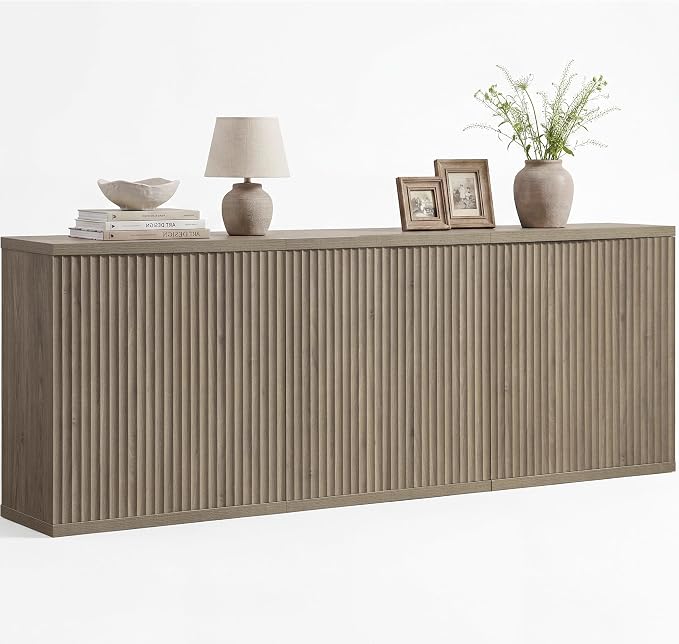 SICOTAS Buffet Cabinet with Storage Sideboard Cabinet with Doors & Shelves | Accent Sideboard Modern Credenza Fluted Storage Cabinet Mid Century Media Console for Living Room Kitchen Dining Hallway