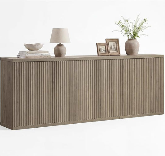 SICOTAS Buffet Cabinet with Storage Sideboard Cabinet with Doors & Shelves | Accent Sideboard Modern Credenza Fluted Storage Cabinet Mid Century Media Console for Living Room Kitchen Dining Hallway