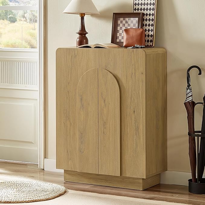 Shoe Storage Cabinet with Doors, Large Shoe Cabinet Storage for Entryway, Wooden 6 Tier Shoe Organizer Cabinets with Adjustable Shelves for Entrance Hallway Living Room Foyer (Oak)
