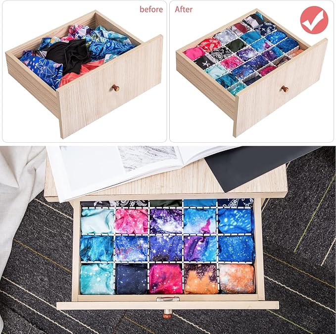 85Pcs Drawer Dividers, Adjustable Drawer Organiser, Cut at Will for Tidying Clutter Clothes, Socks, Makeup, Dresser, Kitchen White