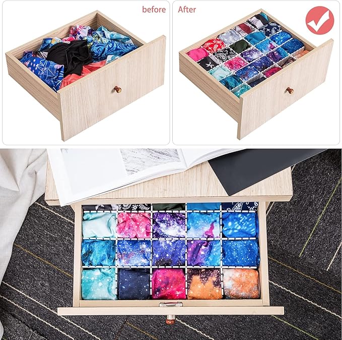 85Pcs Drawer Dividers, Adjustable Drawer Organiser, Cut at Will for Tidying Clutter Clothes, Socks, Makeup, Dresser, Kitchen Black
