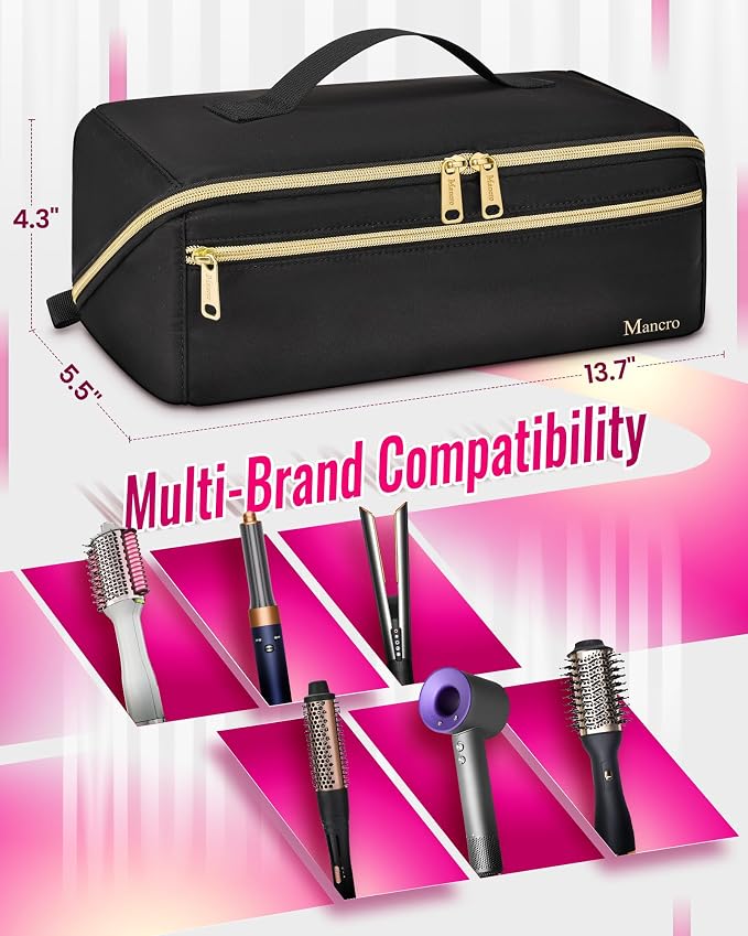 Mancro Hair Tools Travel Bag Compatible with Shark Flexstyle | Wide-open Hot Hair Tool Organizer with Separate Heat Resistant Mat, Hair Accessories Organizer for Straightener, Curling Iron
