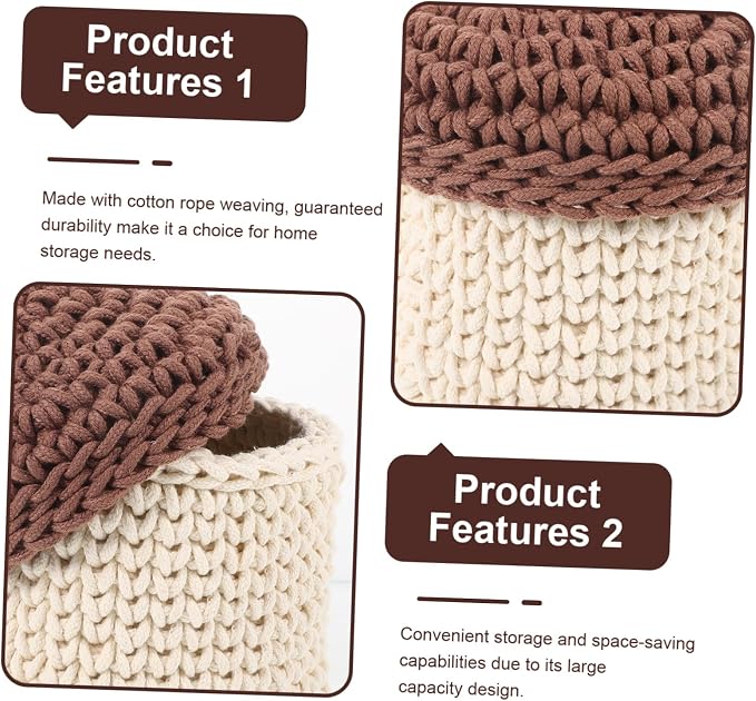 Healifty Woven Storage Basket Large Capacity Handwoven Cotton Rope Organizer for Home Kitchen Bathroom Decorative Plant Pot Holder Desktop Display
