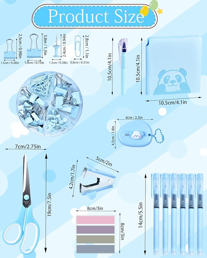 23pc Blue Desk Accessories and Organizers with Mesh Organizer Stapler Tape Dispenser Calculator and a Lot of Office Purple Office Supplies Beautifully Presented in a Gift Box