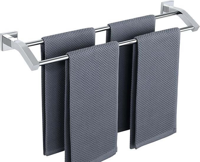 Alise Double Towel Bar,24" Double Towel Racks for Bathroom,Polished Chrome | Quick Drying Bathroom Towel Holder, SUS304 Stainless Steel Towel Hanger Wall Mounted, Useable Length 22.7"