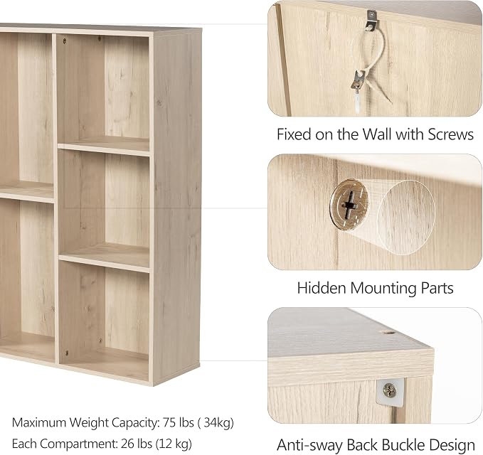 8 Cube Storage Organizer, Wooden Cube Shelves with Closed Back Panel, Reversible Bookcase, Cubes Closet Organizer for Home, Living Room, Kids Room, Office, Bedroom, Study, Hallway