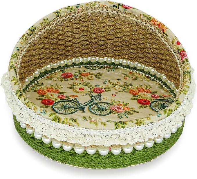 Zenpeace Hand-Woven Basket, It Can be Used for Cosmetics Storage, Perfume Storage, Lotion Storage, Cosmetics Organization and Multi-scene Decoration