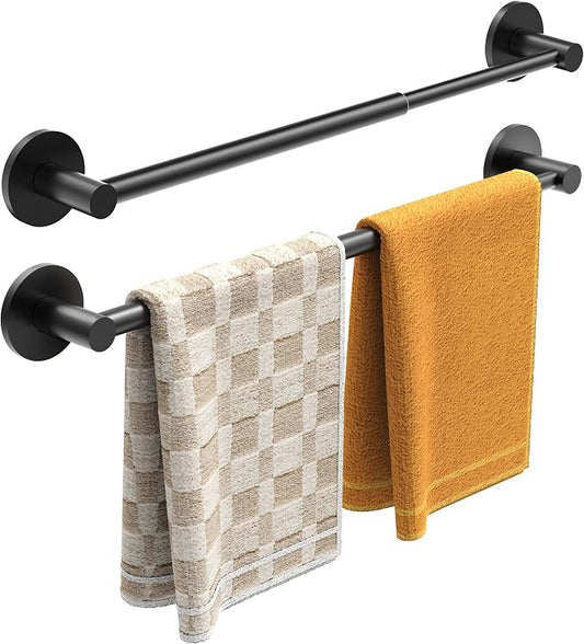 Magnetic Towel Bar, Adjustable Towel Rod with Larger Magnetic Base & Hidden Magnet Design, Non-Slip Magnetic Towel Holder for Refrigerator, Dishwasher, Oven, Washer (Matte Black, 2Pack)