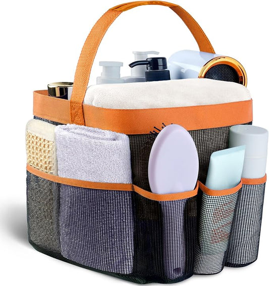 Mesh Shower Caddy Portable - 9 Pockets for College Dorm Room Essential | Large Capacity Mesh Shower Caddy with 9 Pockets, Portable Hanging Toiletry Bag for College Dorm, Gym, Camping and Beach